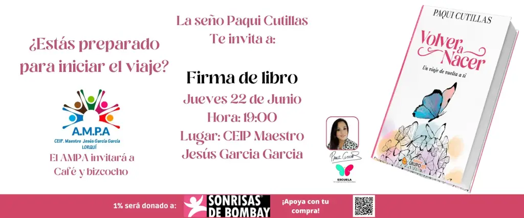 Paqui Cutillas, autora de Volver a Nacer: Un Viaje de Vuelta a Ti, en firma de libros