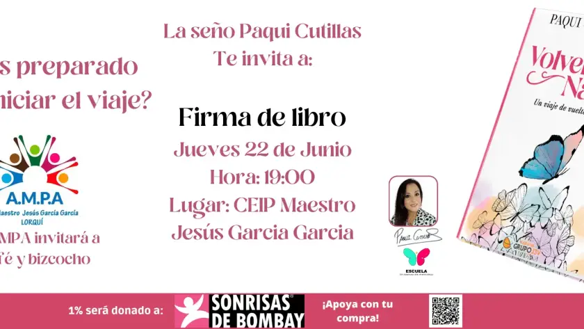 Paqui Cutillas, autora de Volver a Nacer: Un Viaje de Vuelta a Ti, en firma de libros
