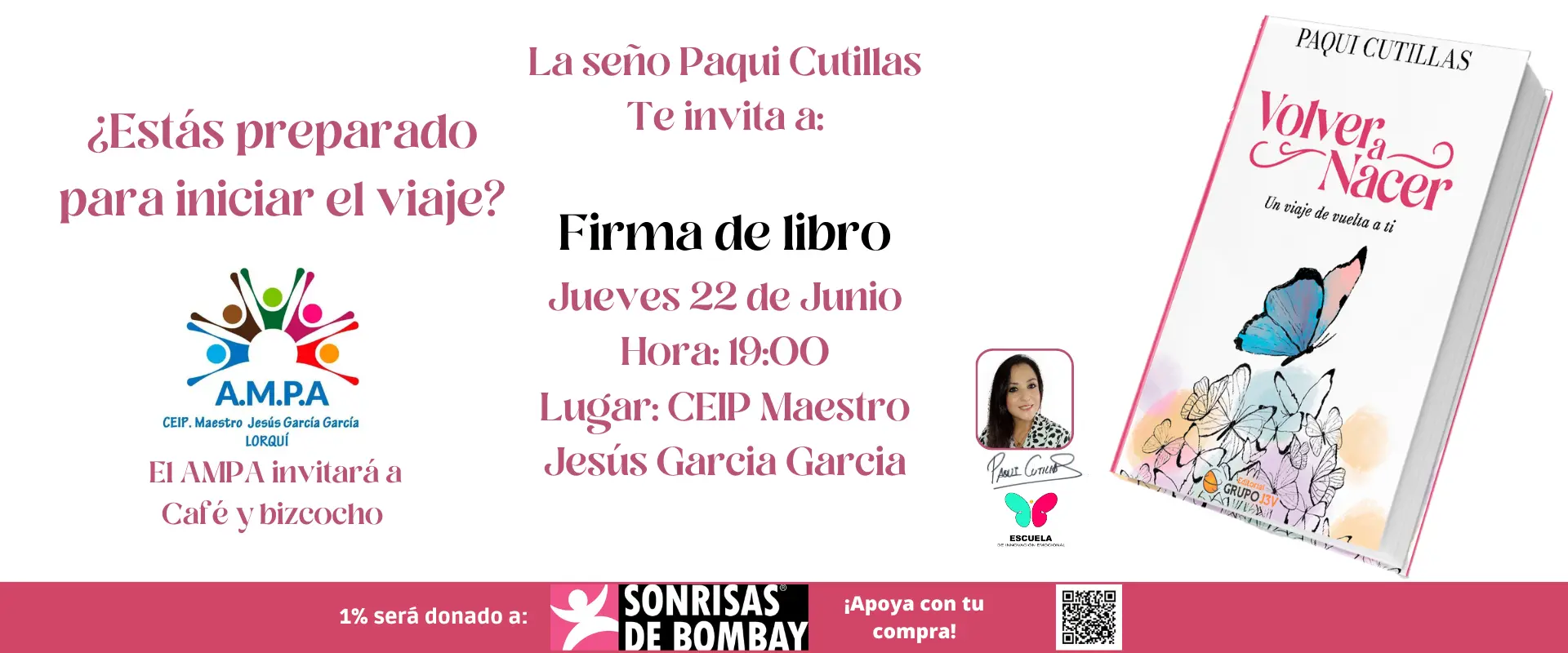Paqui Cutillas, autora de Volver a Nacer: Un Viaje de Vuelta a Ti, en firma de libros