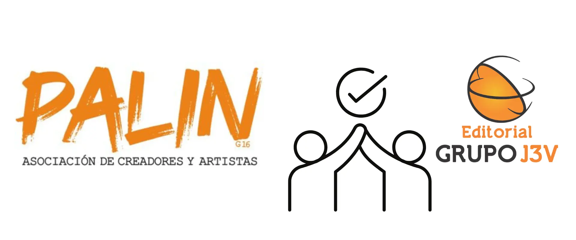 Imagen que representa el acuerdo de colaboración entre la Editorial Grupo J3V y la Asociación Cultural Palin, mostrando los logos de ambas entidades.