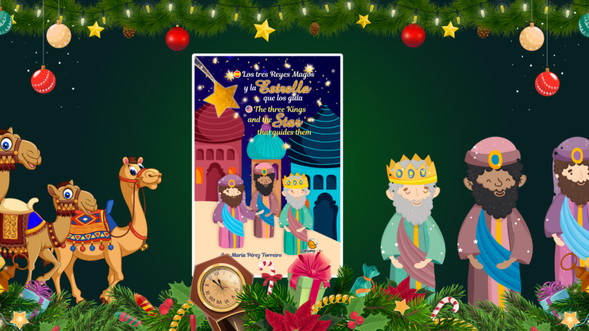 Familia disfrutando del libro interactivo Los Tres Reyes Magos
