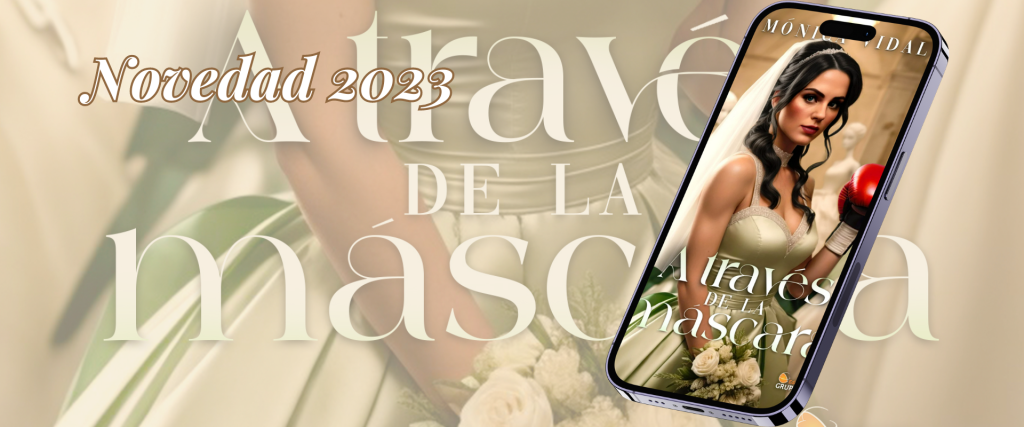 Portada de 'A través de la máscara', novela romántica juvenil de Mónica Vidal.