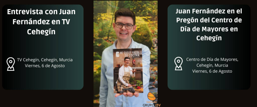 Juan Fernández presenta su recetario 'Me Cuelo Hasta tu Cocina' en TV Cehegín y en el pregón del Centro de Día de Mayores