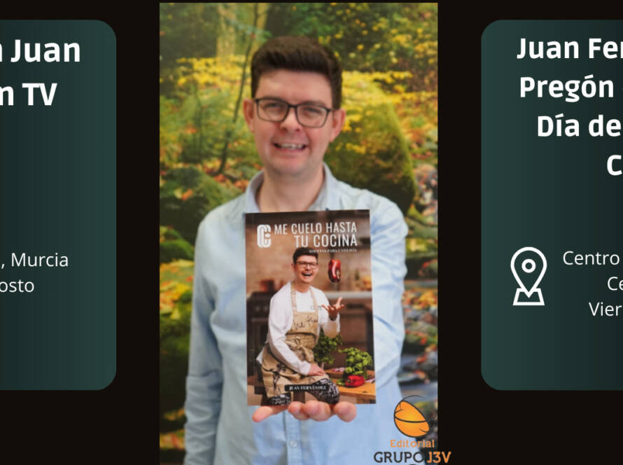 Juan Fernández presenta su recetario 'Me Cuelo Hasta tu Cocina' en TV Cehegín y en el pregón del Centro de Día de Mayores