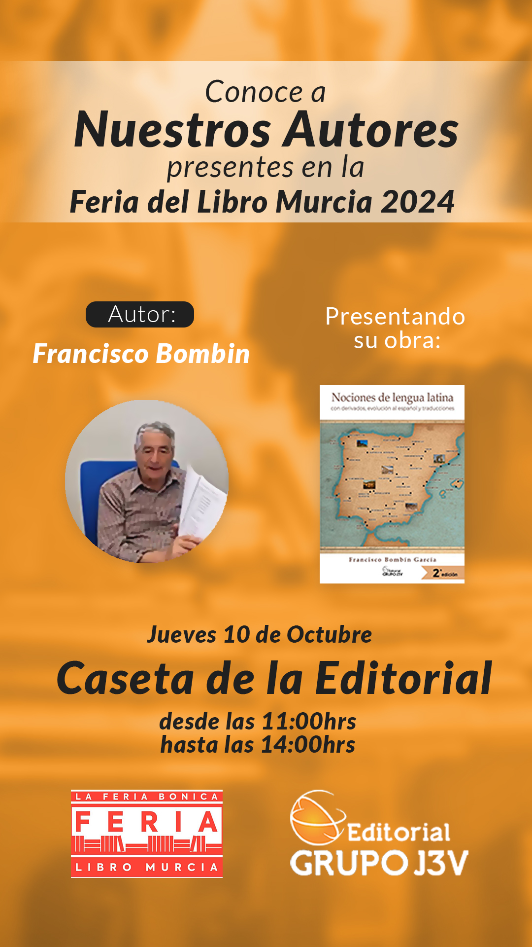 Presentación del libro "Nociones de lengua latina" con Francisco Bombín en la Feria del Libro de Murcia 2024
