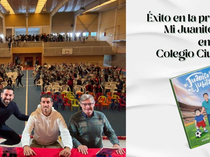 Foto de la presentación del libro Mi Juanito Me Jubila en el Colegio Ciudad del Sol