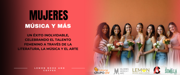 Evento cultural 'Mujeres, Música y Más' en Lemon Book and Coffee con escritoras y cantantes destacadas.