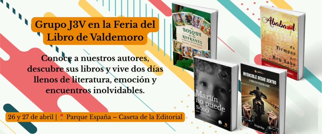 Autores de Grupo J3V firmando libros en la Feria del Libro de Valdemoro