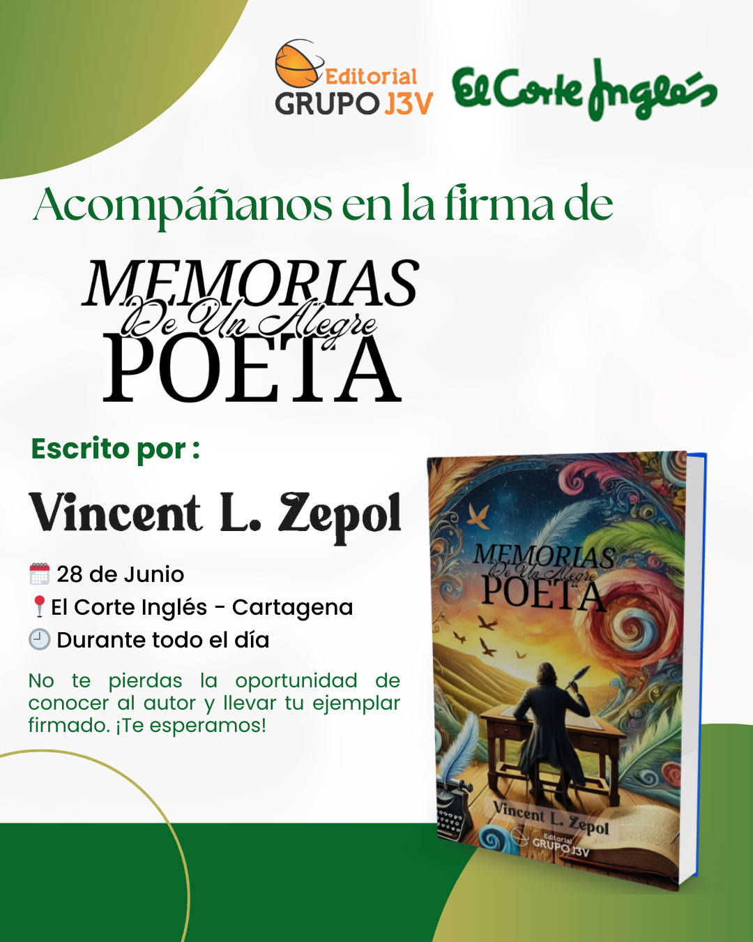 Firma del libro Memorias de un alegre poeta – El Corte Inglés Cartagena