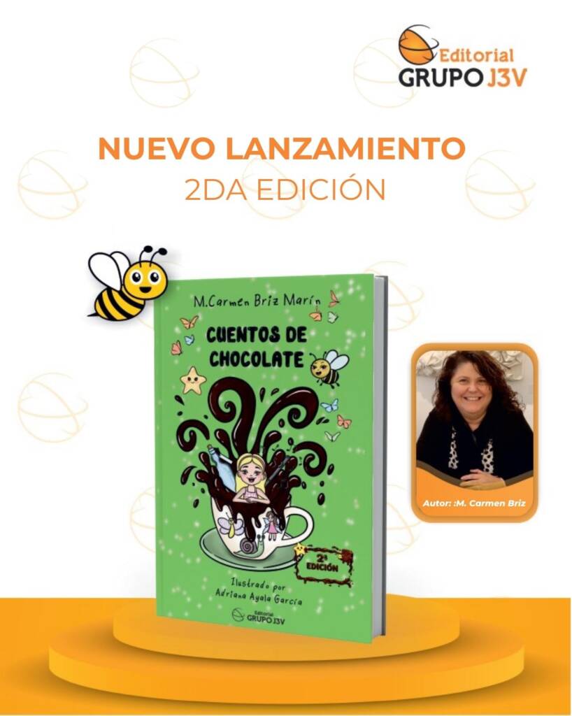 Imagen destacada de la segunda edición del libro infantil Cuentos de Chocolate, escrito por M. Carmen Briz Marín e ilustrado por Carla León López