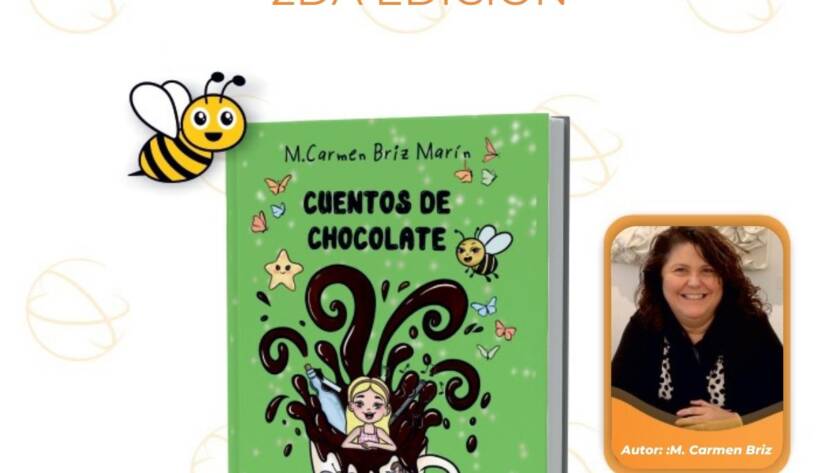 Imagen destacada de la segunda edición del libro infantil Cuentos de Chocolate, escrito por M. Carmen Briz Marín e ilustrado por Carla León López