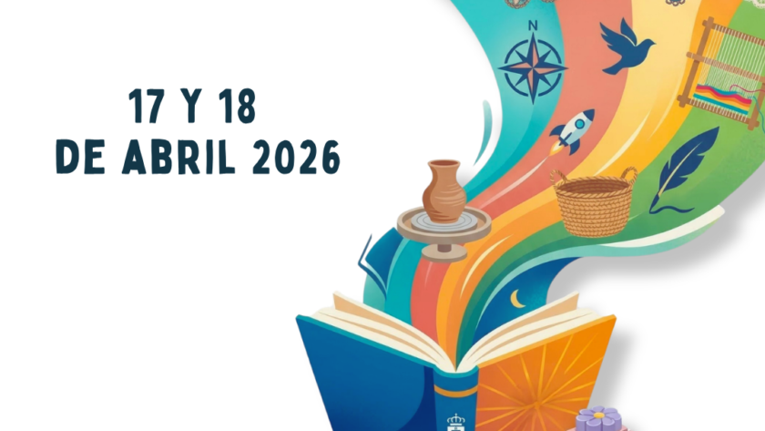Cartel oficial de la II Feria del Libro y Mercadillo Artesanal La Flota en Murcia, mostrando un libro abierto del que brotan ilustraciones de artesanía y literatura.