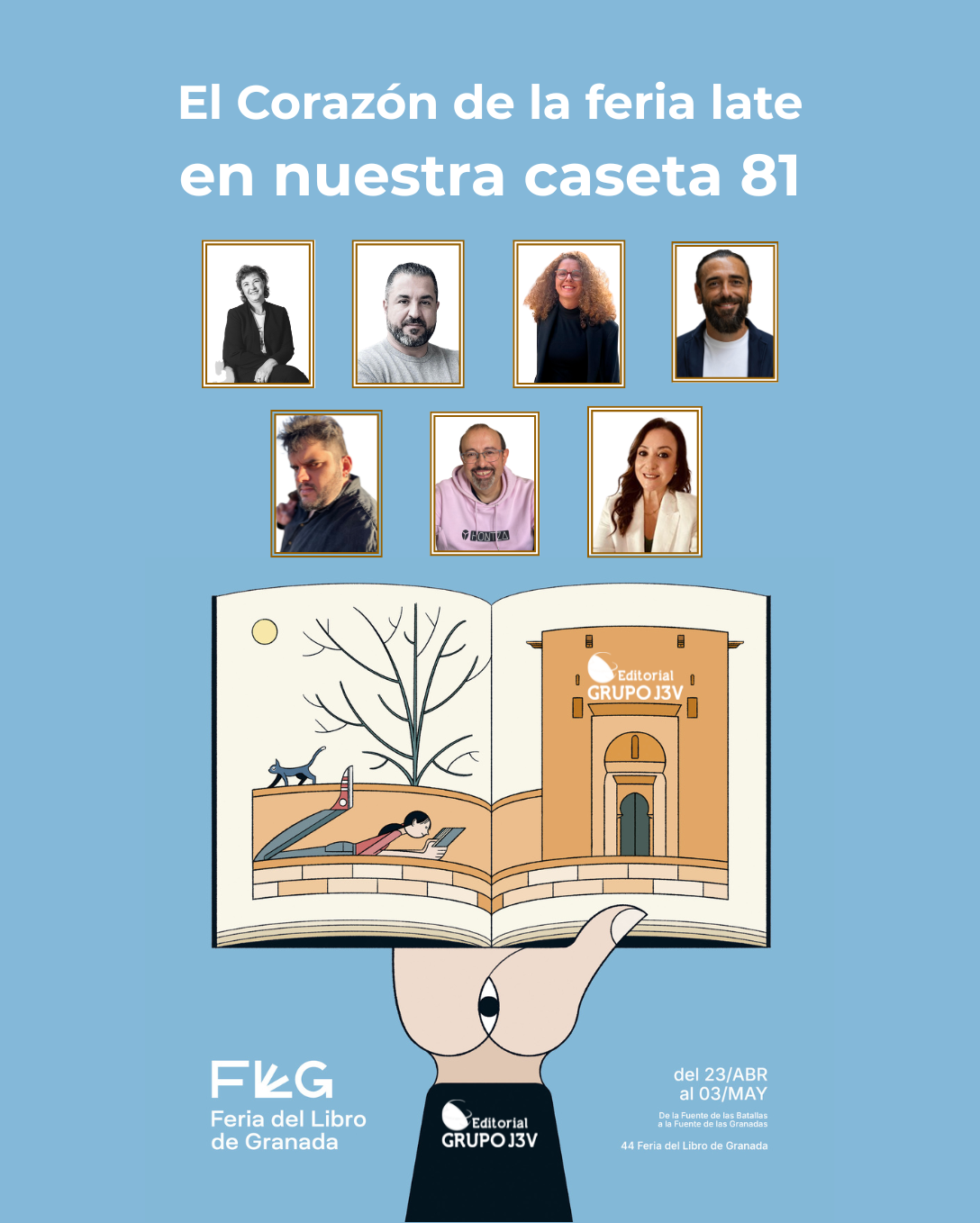 Cartel promocional de la autora Maryluz González en la Feria del Libro de Granada 2026, Caseta 81 de Editorial Grupo J3V