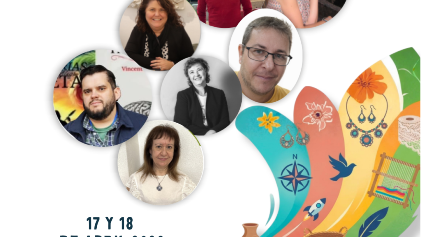 Cartel promocional de la II Feria del Libro y Mercadillo Artesanal de La Flota en Murcia, mostrando a los siete autores de la Editorial Grupo J3V que realizarán firmas de libros.