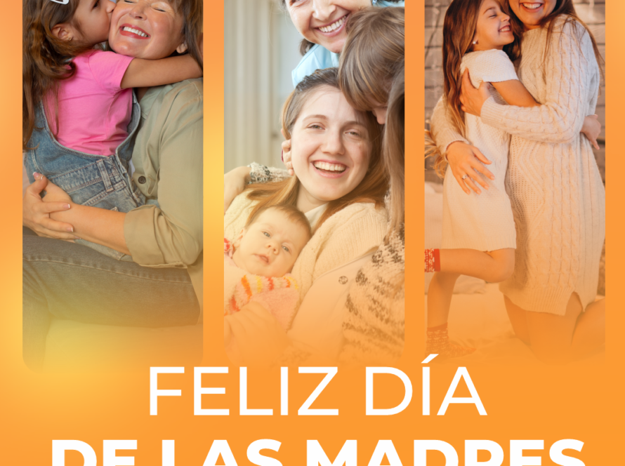 Collage de tres imágenes que muestran momentos de afecto entre madres e hijos bajo el lema Feliz Día de las Madres de Editorial Grupo J3V.