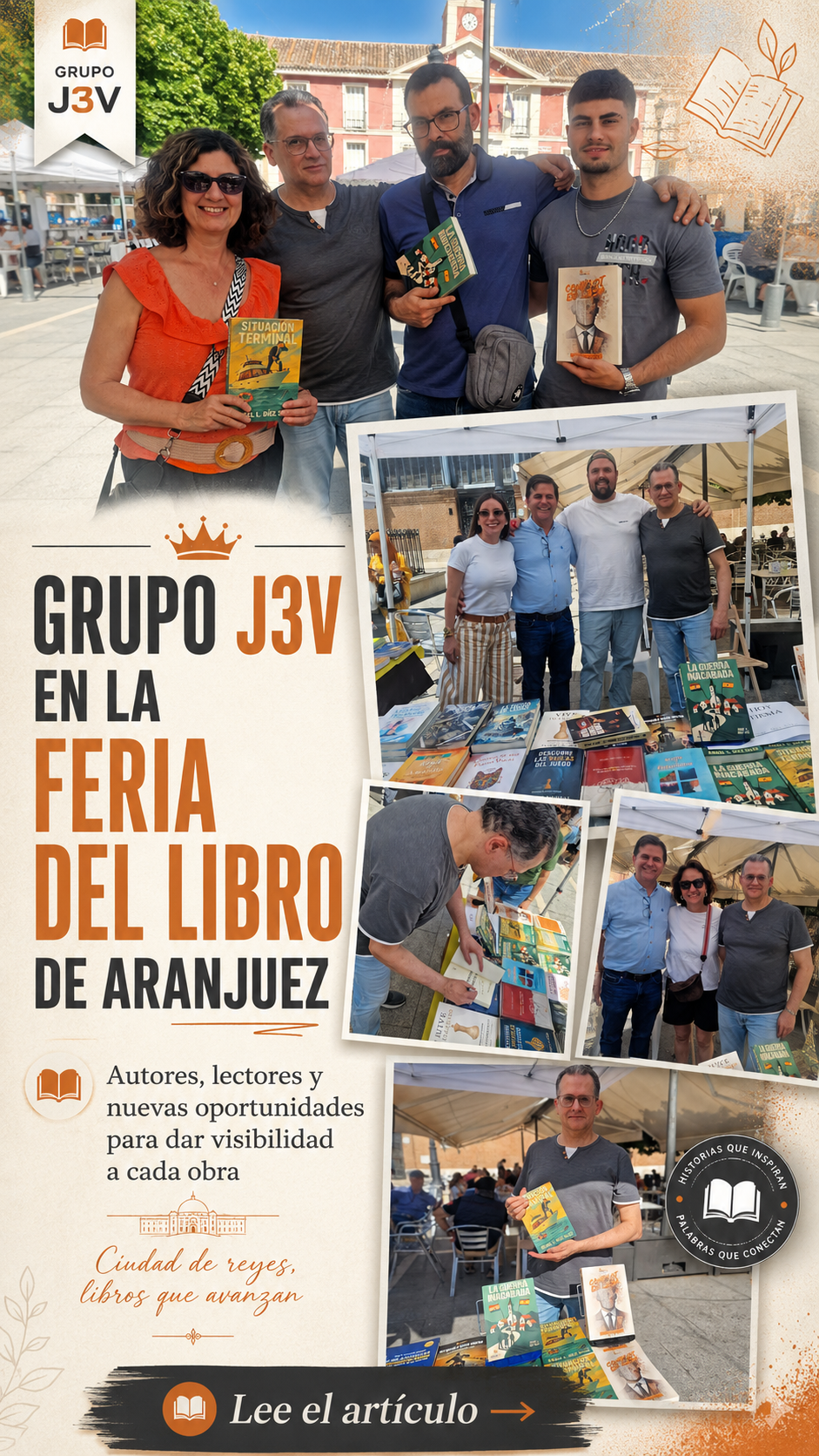 Editorial Grupo J3V participa en la Feria del Libro de Aranjuez para dar visibilidad a sus autores y libros