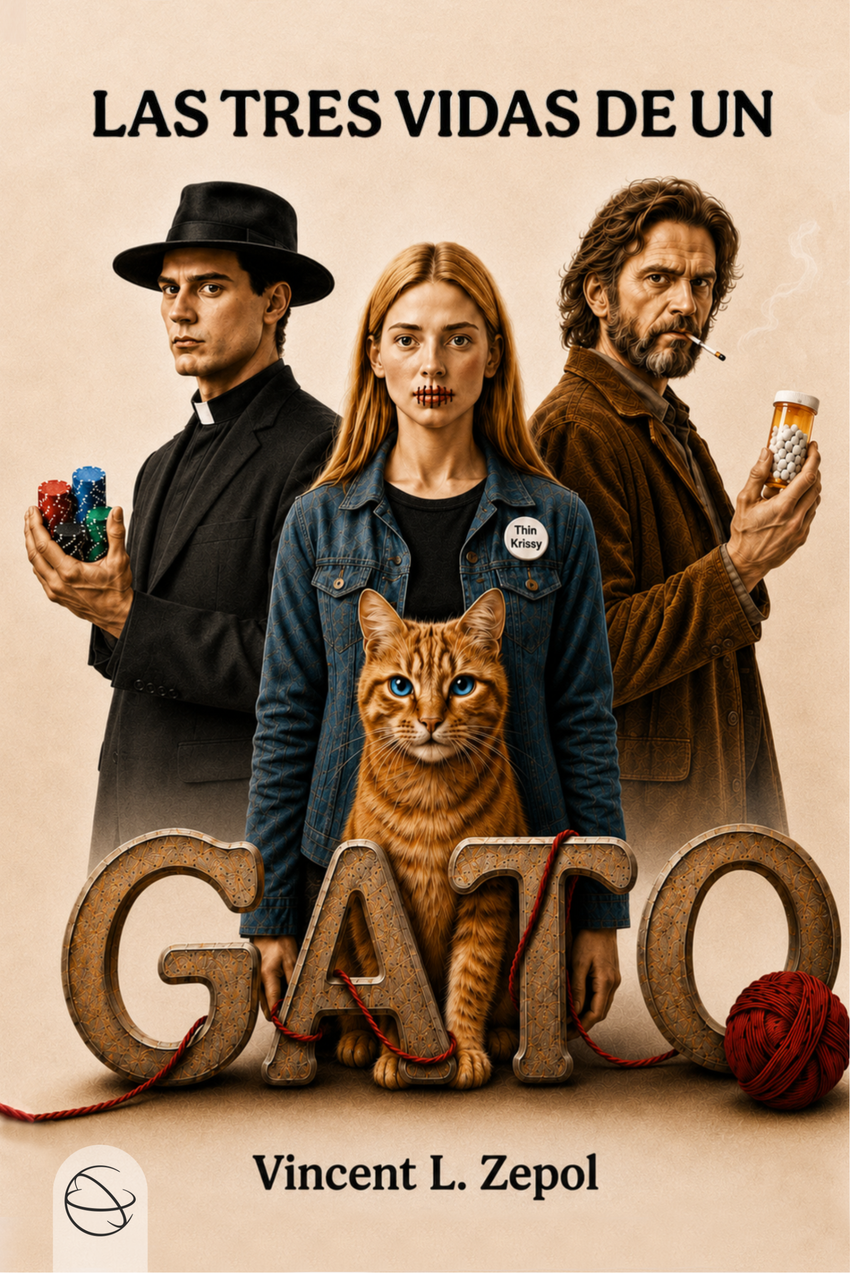 Portada del libro Las tres vidas de un gato escrito por Vincent L. Zepol, con ilustración del Editorial Grupo J3V