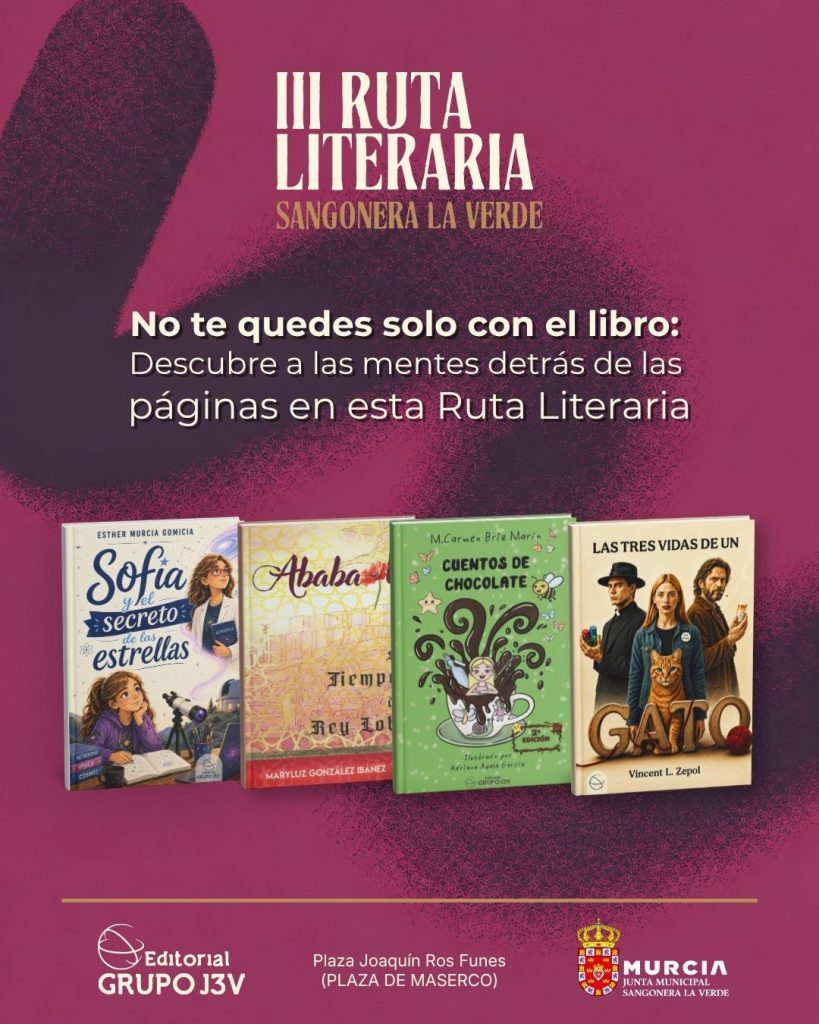 Cartel oficial de la III Ruta Literaria de Sangonera la Verde con fechas 26 y 27 de septiembre en la Plaza de Maserco